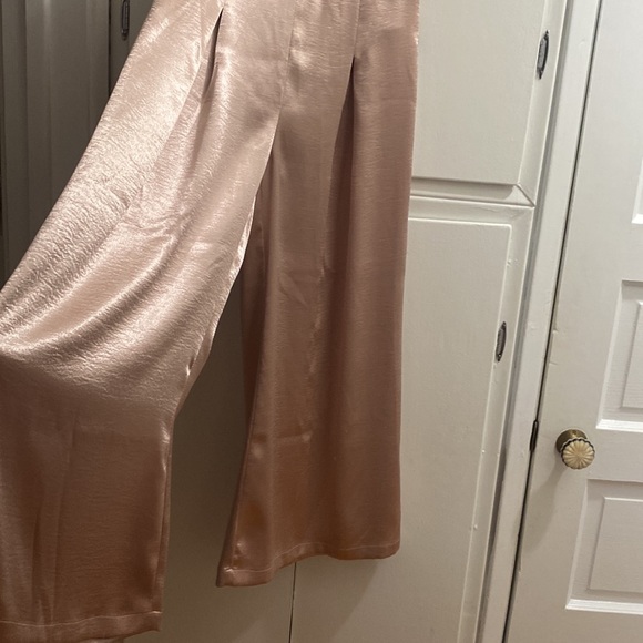 Pink Satin Wide Legged Pants - Picture 4 of 4